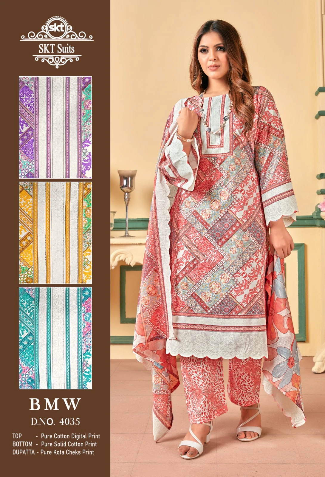 Skt Suit Bmw Pure Cottan Wholesale Cottan Summer Collection Catalog — Wholesale Salwar Suits, MPA wholesale from Surat — view 4